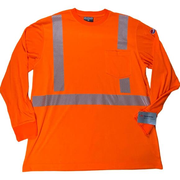 Long Sleeve High-Visibility Safety Shirt Orange Scotchlite Size Large Weargaurd - Picture 2 of 6